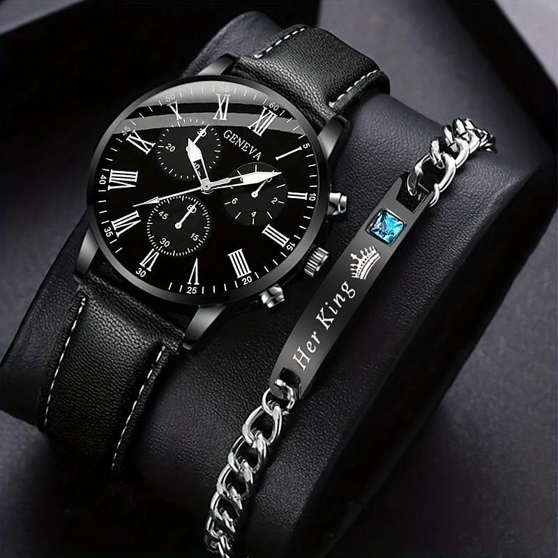 1pc Orologio Quartz da Uomo in Lega Rotondo  1pc Bracciale Accessori da Uomo del 2025 a $5.99 –P1