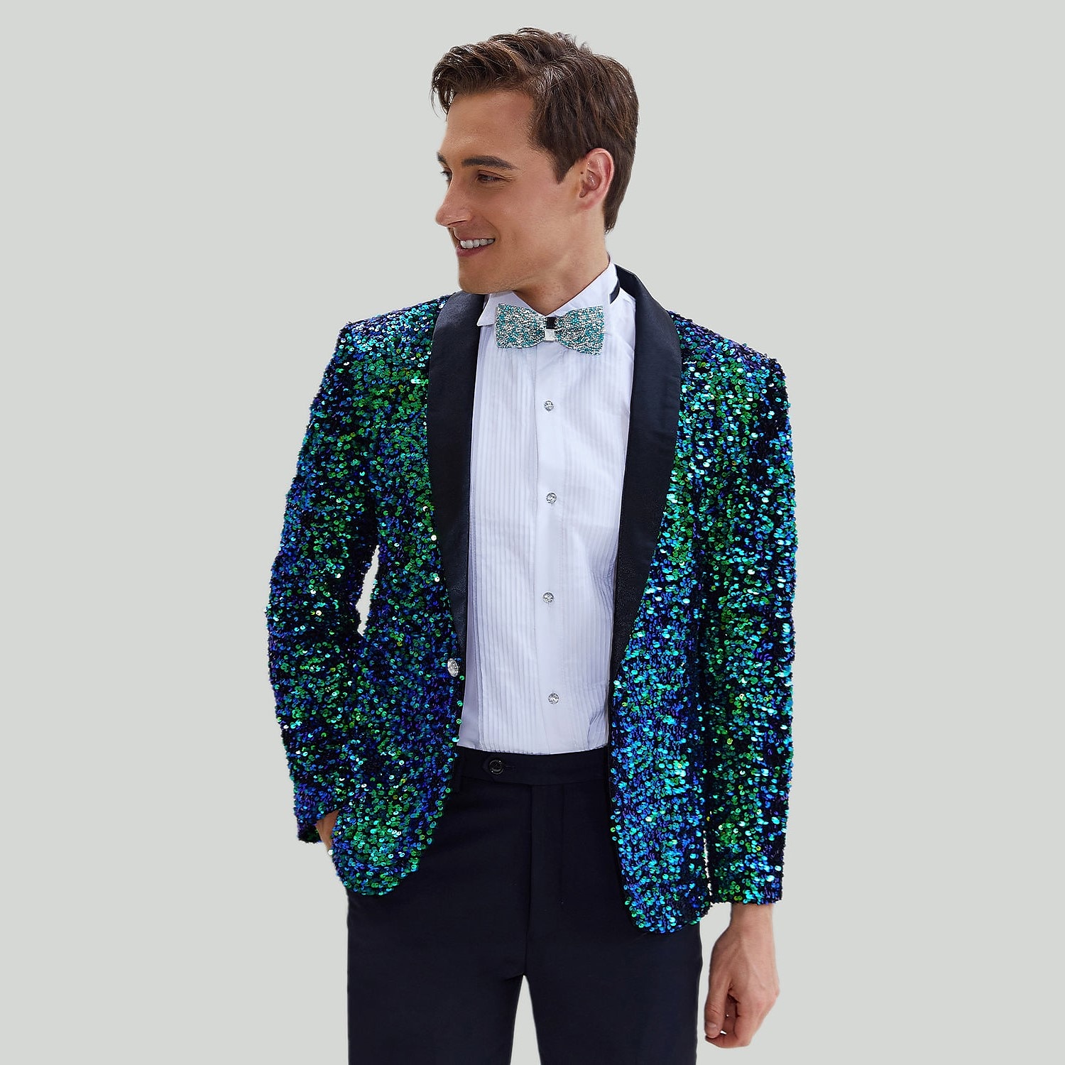 Disco Anni '80 Giacca Smoking Completi & Blazer Disco Paillettes Per uomo Mascherata Feste Festa / Sera Balli di fine anno Adulti Cappotto del 2025 a $107.99 –P1