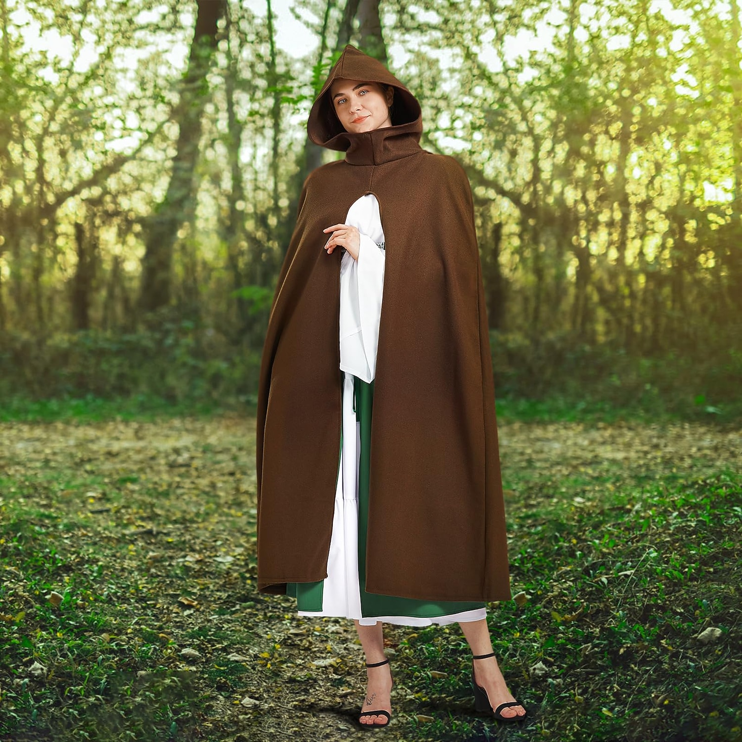 Retro / vintage Kostymer i middelalderstil Renessanse Kappe hette kappe Sjale Viking Ranger Elven Helfarge Kostyme Herre Dame Keltisk Viking fantasi Halloween Karneval Karneval Ytelse Halloween Voksne 2025 - $53.99 –P8