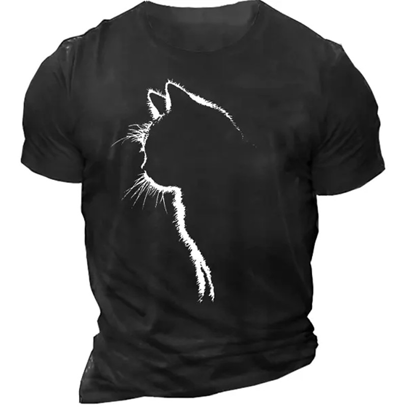 Herren Kurzarm T-Shirt mit Katzen-Silhouette Grafik 2026 - $17.49 –P2