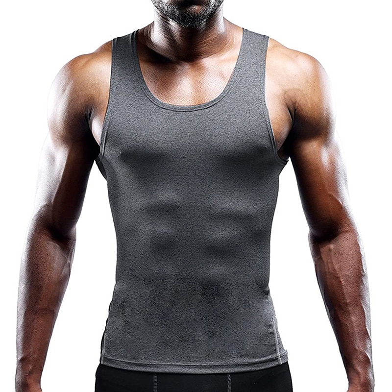 Pánské Gymnastická košile Kompresní nádrž Fitness Tank Pánské topy Tričkový Bez rukávů Sporty a outdoor Dovolená Jdeme ven Běžné / Denní Posilovna Rychleschnoucí Prodyšné Měkké Bez vzoru Černá Bílá 2025 - $12.99 –P5
