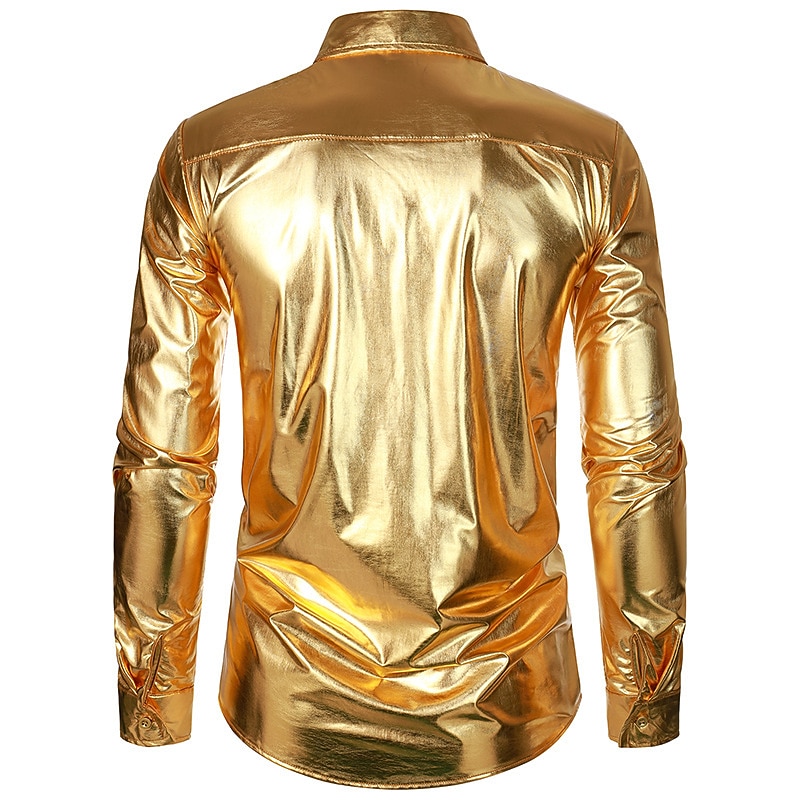 Retrò Vintage Anni '80 Metallico Lucido Camicia Disco Tinta unica Collo ripiegato Costume Per uomo Costume di Carnevale Carnevale Performance Club Parata dell'Orgoglio Adulti Camicia Tutte le stagioni del 2026 a $32.99 –P6