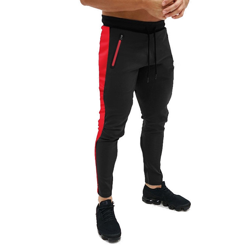 Men's Trousers Track Pants Jogging Pants Outdoor Athleisure Daily Sports Soft Comfortable Pocket Drawstring Elastic Waist Color Block Full Length Fashion Casual Activewear Wine Red Black Micro-elastic 2025 - €10.99 –P9