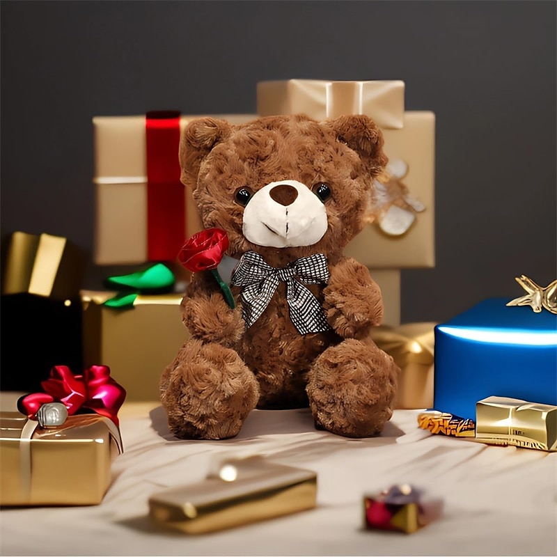 Women's Day Gifts Evlooe Bear Stuffed Animal Plush Toy for Valentine Day Cute 9.8 Teddy Bear Plushie with Rose Soft Small Cuddly Bear Toy Gifts for Girlfriend Boyfriend Mother's Day Gifts for MoM 2025 - $20.99 –P5