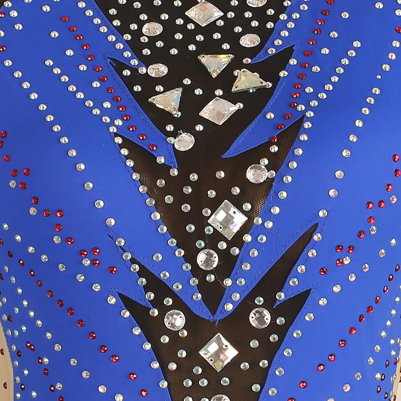 Kunstschaatsjurk Dames Voor meisjes Schaatsen Jurken Marine Blauw Lapwerk Open achterkant Netstof Spandex Hoge Elasticiteit Opleiding Wedstrijd Kunstschaatskleding Klassiek Lange mouw Schaatsen 2025 - $94.99 –P6