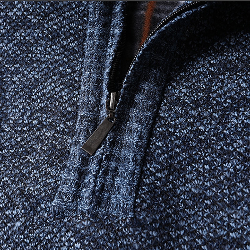 Men's Pullover Sweater Jumper Knit Sweater Quarter Zip Pullover Sweater Ribbed Knit Regular Knitted Quarter Zip Plain Stand Collar Keep Warm Modern Contemporary Daily Wear Going out Clothing Apparel 2025 - $22.99 –P9