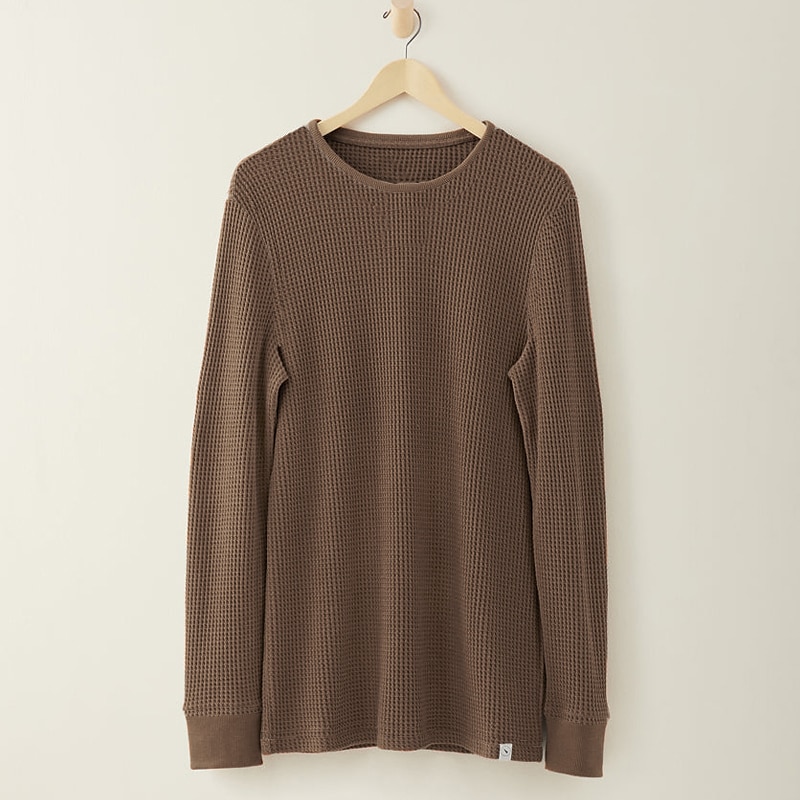 Homme T-shirt gaufré Chemise gaufrée T-shirt Chemise à Manches Longues manche longue Col ras du cou Printemps & Automne Uni Mode Designer Basique Vacances Rue Sortir Noir Marron Beige T-shirt haut de de 2025 ? $19.99 –P2