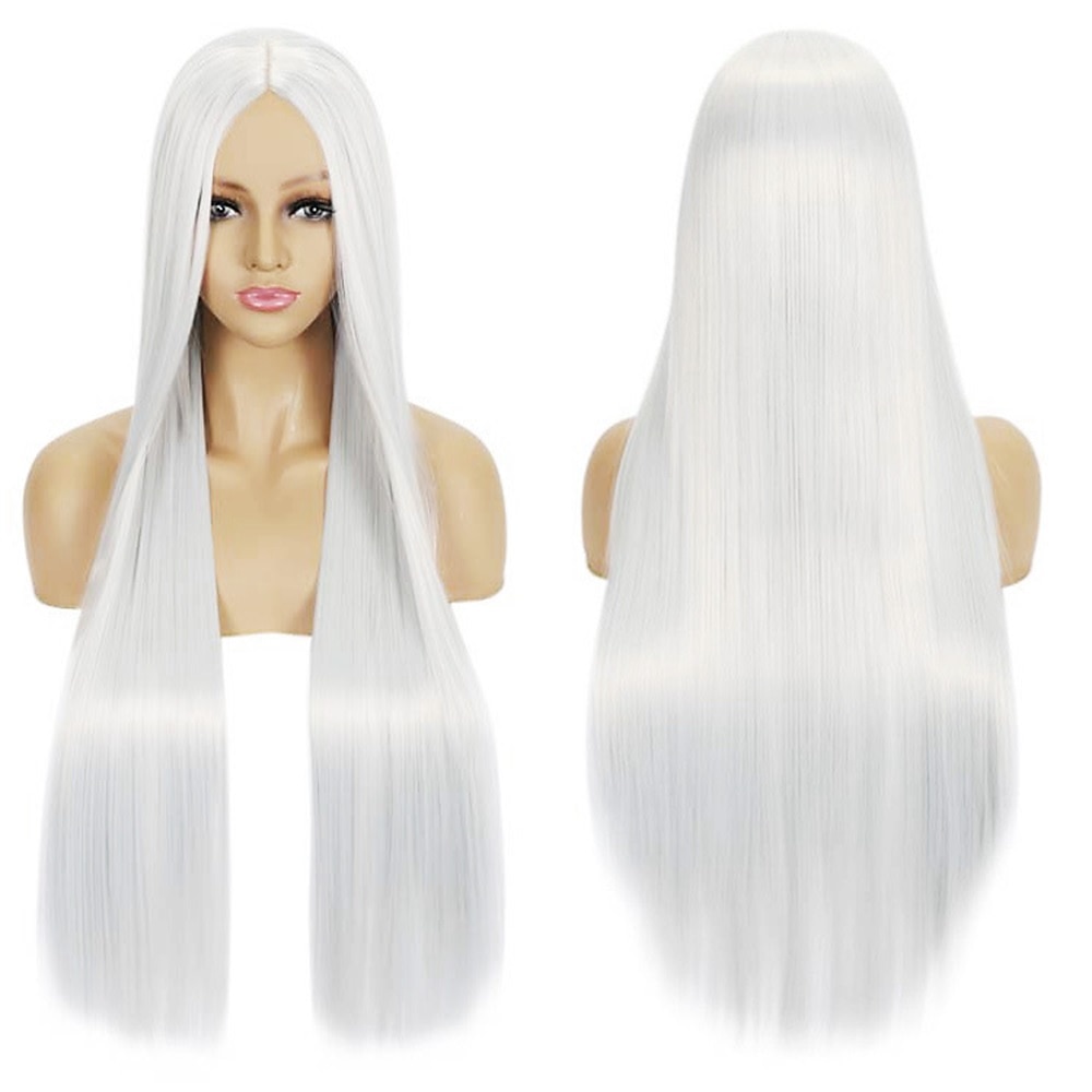 Syntetická paruka Rovná střední část Strojně vyrobená paruka Dlouhá A1 A2 A3 A4 A5 Syntetické vlasy Ženské Cosplay Měkká párty blond růžová červená Halloween paruky 2025 - $16.49 –P15