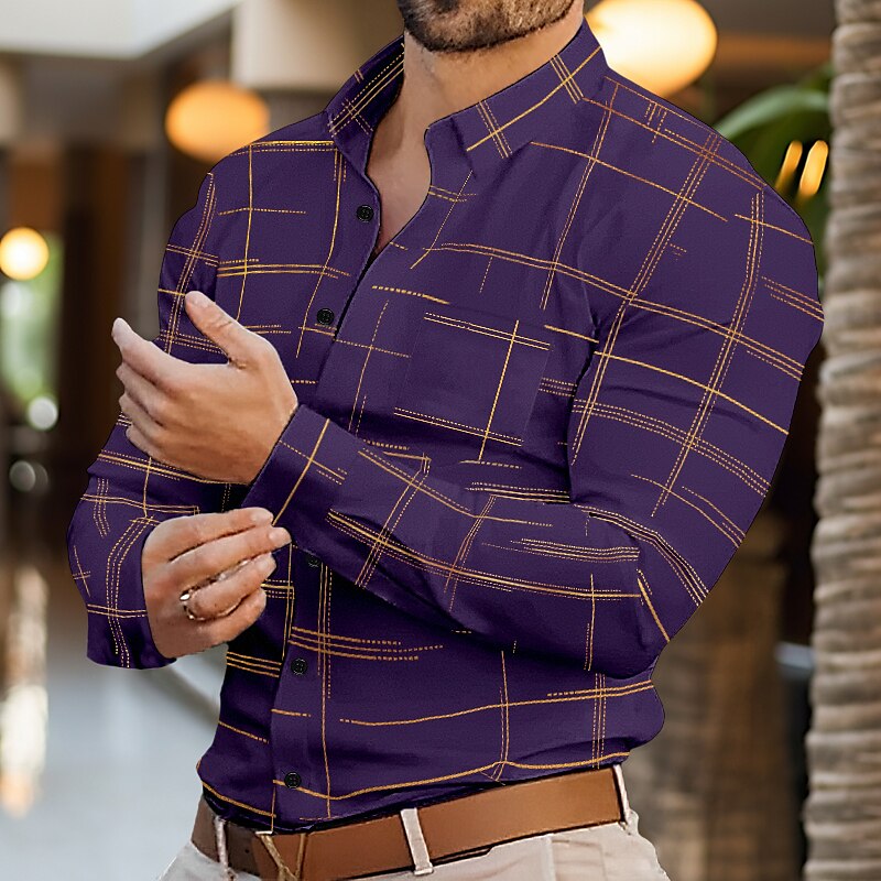 Men's Shirt Dress Shirt Button Down Shirt Wrinkle Resistant Plaid Office & Career Wedding Party Black White Red Royal Blue Long Sleeve Lapel Spring & Fall Clothing Apparel Front Pocket 2025 - $28.99 –P7
