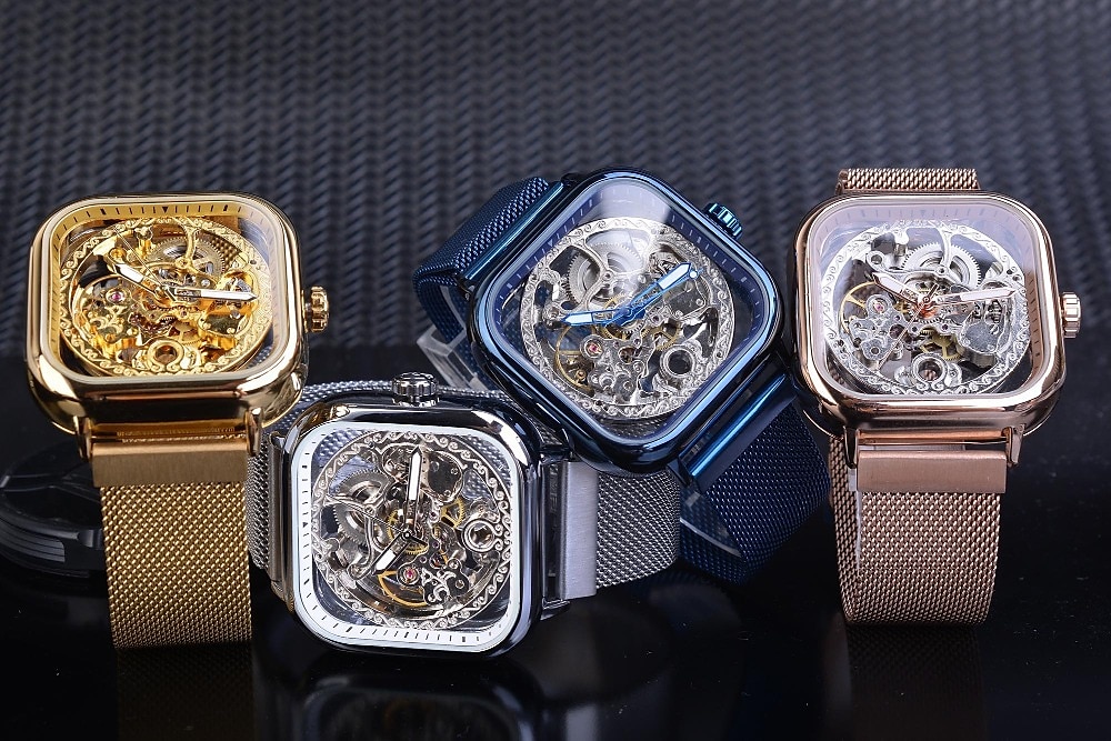 FORSINING Dames Heren mechanische horloges Luxe Grote wijzerplaat Modieus Zakelijk Skelet Automatisch opwindmechanisme Tourbillon Lichtgevend Teräs Horloge 2025 - $51.99 –P9