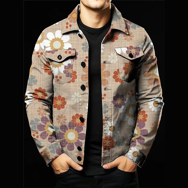 Hombre Plaid Bloque de color Colorido Camisa Chaqueta tipo camisa Manga Larga Vintage Abstracto Exterior Calle Casual Diario Otoño invierno Cuello Vuelto Botones Bolsillo Estampado Rojo Naranja Color 2025 - $37.99 –P3