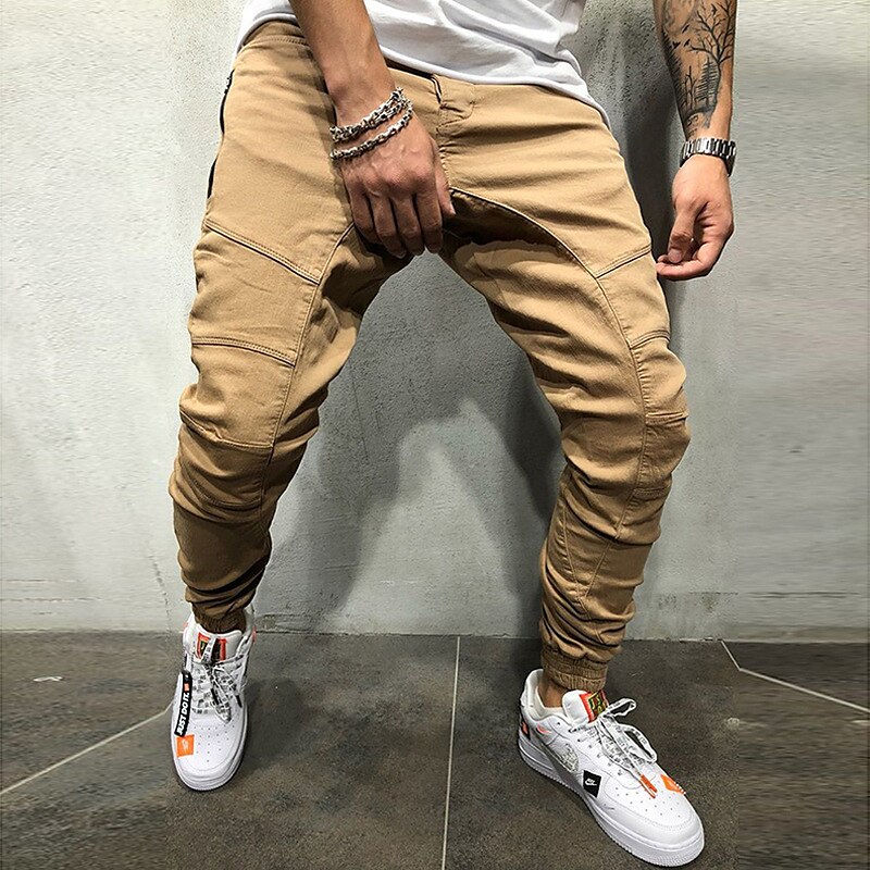 Men's Cargo Pants Trousers Track Pants Jogging Pants Outdoor Athleisure Daily Sports Soft Comfortable Pocket Drawstring Elastic Waist Plain Full Length Fashion Casual Activewear Black Khaki 2025 - $21.99 –P10