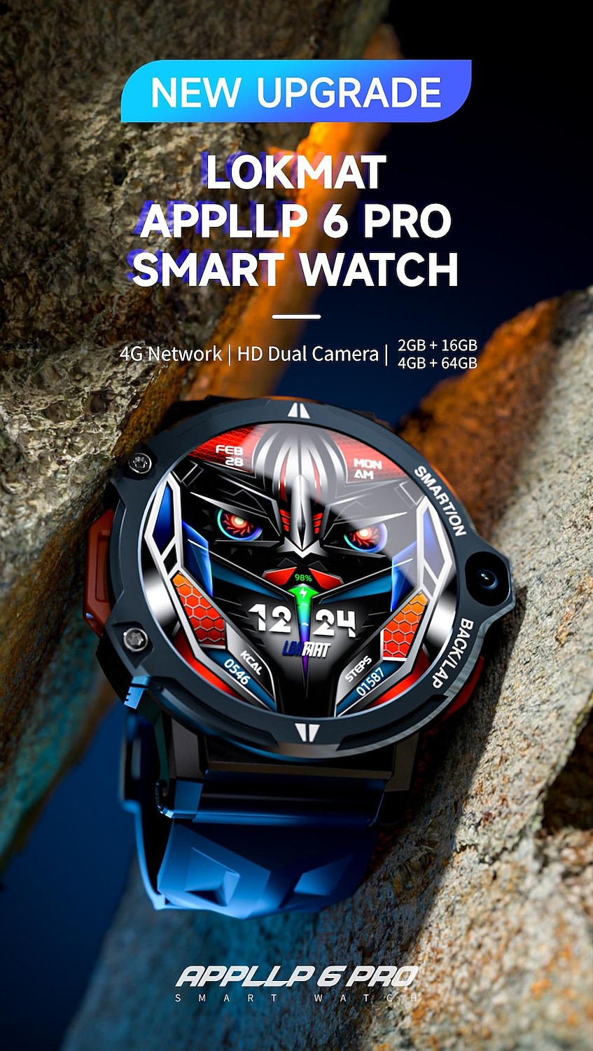 2025年 LOKMAT APPLLP 6 PRO スマートウォッチ 1.53 インチ スマートウォッチ電話 4G LTE 3G 4G 2G 歩数計 着信通知 睡眠サイクル計測器 と互換性があります Android iOS 女性 男性 GPS ハンドフリーコール メディアコントロール IP65 51mmウォッチケース  コレクション – $131.99 –P1