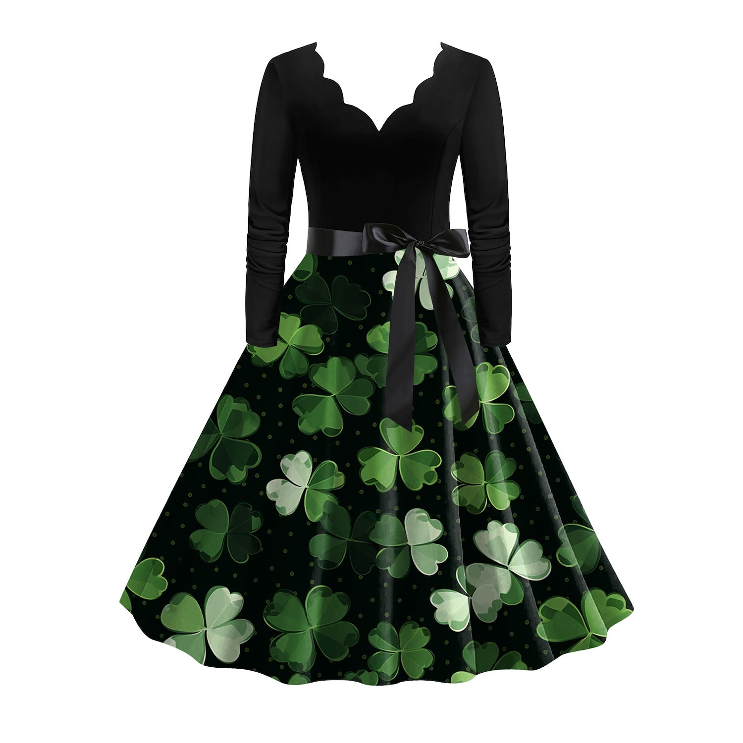 1950er Vintage inspiriert Cocktailkleid Knielang Kleid A-Linie Kleid Teekleid A-Linie Damen St. Patrick's Day Heimkehr Alltagskleidung Junggesellinnenabschiedsparty Teenager Erwachsene Kleid 2025 - $26.99 –P14