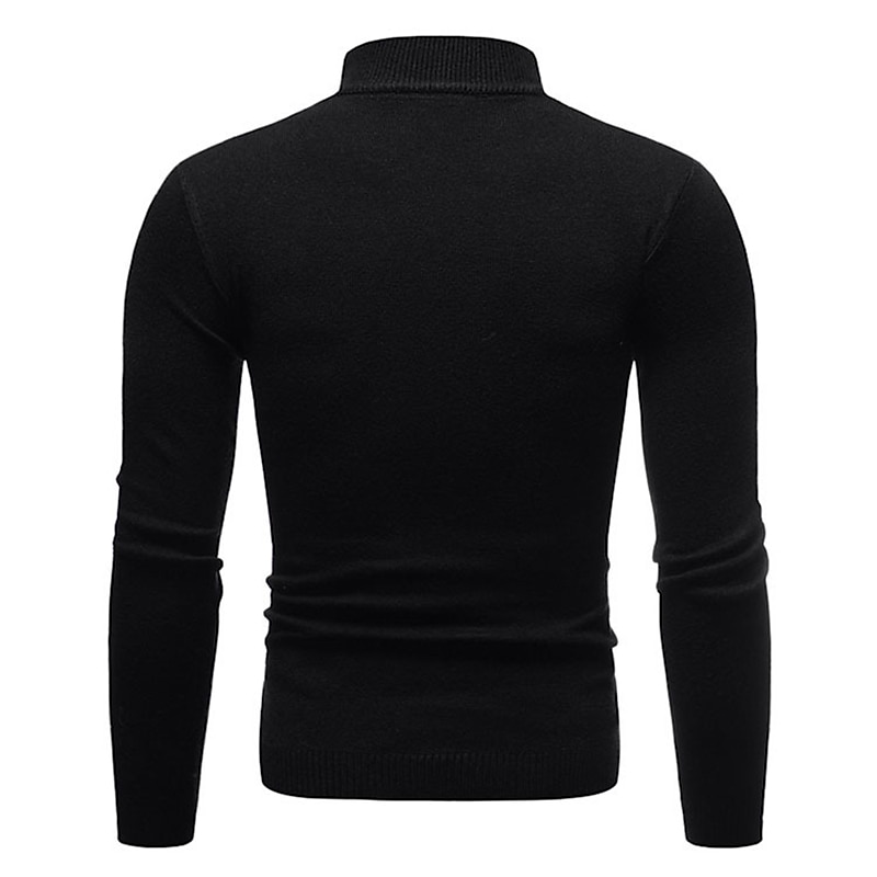 Pánské Pulovrový svetr Pletený svetr Rýhovaný Plést Standardní Pletený Bez vzoru Mock Neck Základní Zahřívací Denní nošení Jdeme ven Oblečení Podzim Zima Fialová Černá M L XL 2026 - $18.99 –P13