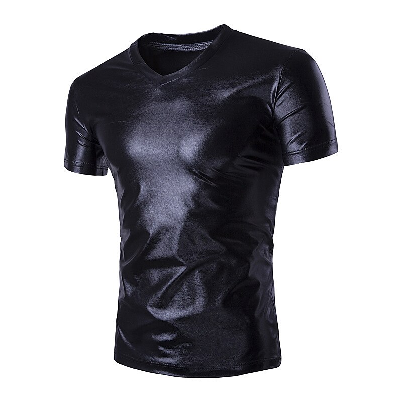 Rétro Vintage Années 1980 Couleur métalique brillante T-shirt Disco Couleur Unie Col rond Déguisement Homme Carnaval Performance Club Défilé de la Fierté Adulte T-shirt Été de 2025 ? GBP £16 –P3