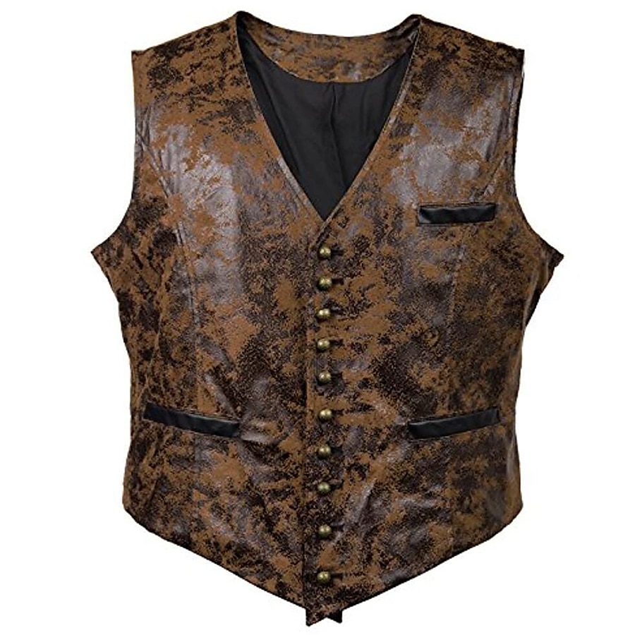 Set mit West-Cowboy-Hemd, PU-Weste, Weste, Herren, 2-teilig, Outfits, Langarm, lässig, Button-Down-Hemd, Retro-Vintage-Party, Karneval, Cosplay-Kostüm 2025 - $57.99 –P3