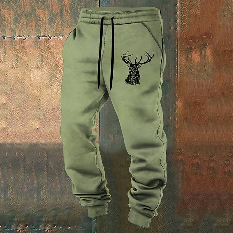 Elk Vintage Men's 3D Print Sweatpants Joggers Pants Trousers Outdoor Street Casual Daily Polyester Lake blue White Blue S M L Mid Waist Elasticity Pants 2025 - $25.99 –P5