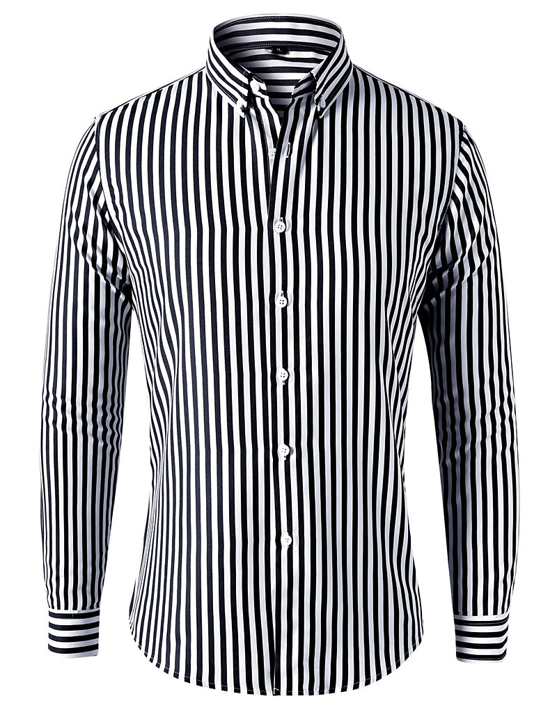 Men's Shirt Dress Shirt Button Down Shirt Black White Red Long Sleeve Stripes Lapel Spring &  Fall Office & Career Wedding Party Clothing Apparel 2025 - $21.99 –P9