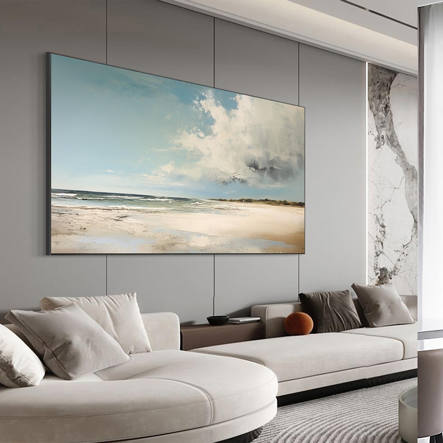 Handmade Oil Painting Canvas Wall Art Decor Original Blue Sky Abstract Scenery Painting for Home Decor With Stretched Frame/Without Inner Frame Painting 2025 - $158.99 –P7