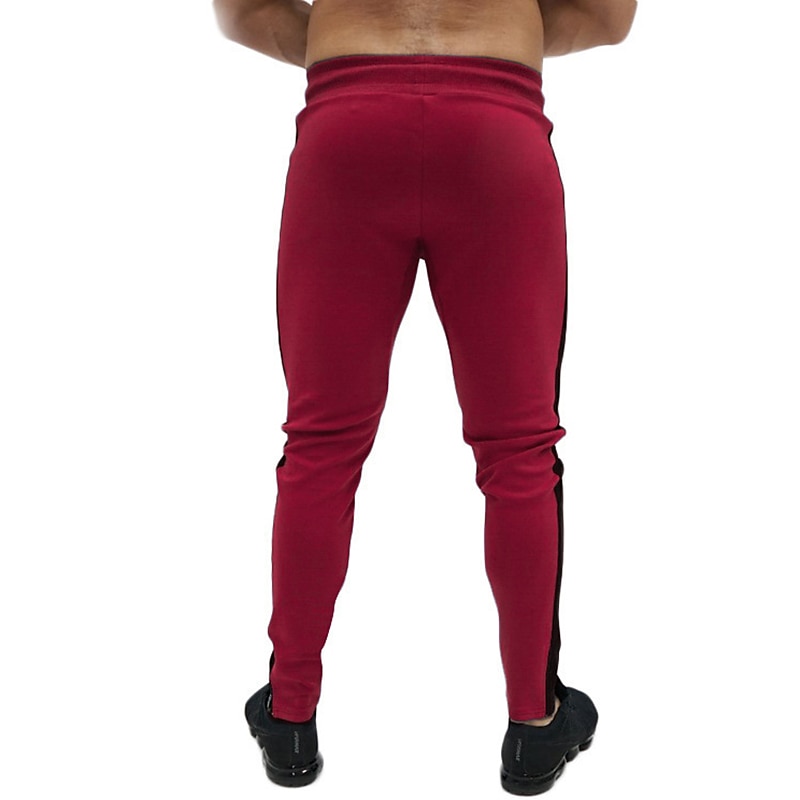 Men's Trousers Track Pants Jogging Pants Outdoor Athleisure Daily Sports Soft Comfortable Pocket Drawstring Elastic Waist Color Block Full Length Fashion Casual Activewear Wine Red Black Micro-elastic 2025 - €10.99 –P7