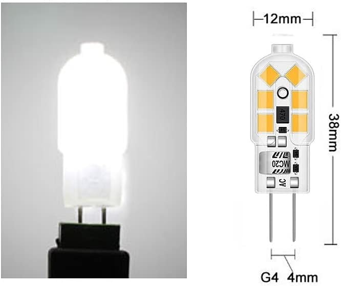 2025年 g4 led 電球 ac/dc 12v g4 バイピンベースライト調光可能 g4 20 ワットハロゲン電球交換ウォームホワイト 3000 k/ホワイト 6000 k クリアカバー 5 パック  コレクション – $8.49 –P1