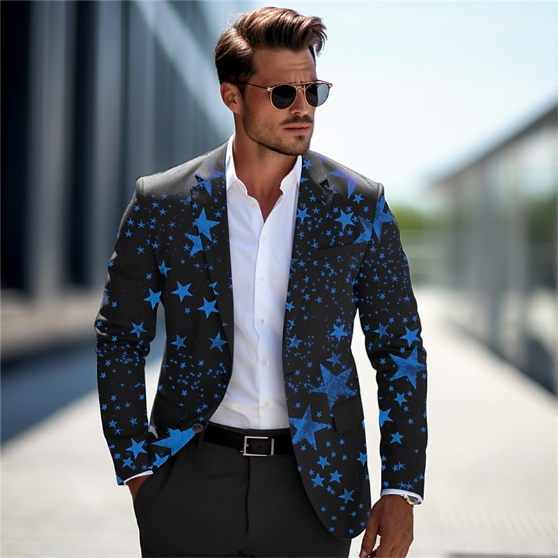Men's Stars Long Sleeve Turndown Business Work Wear to work Going out Buttons Print Multi Pocket 2025 - GBP £49 –P5