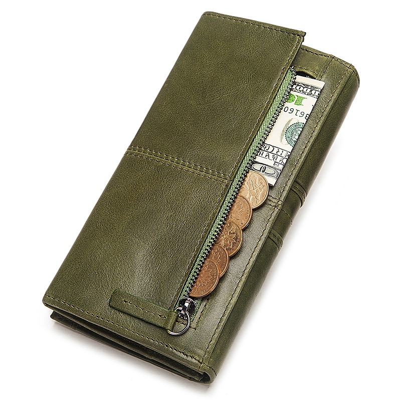 vintage rfid-blockerande plånbok i läder för kvinnor - koppling med flera fack med kortplatser, myntficka och ID-fönster för vardags- och reseanvändning 2025 - $32.99 –P9