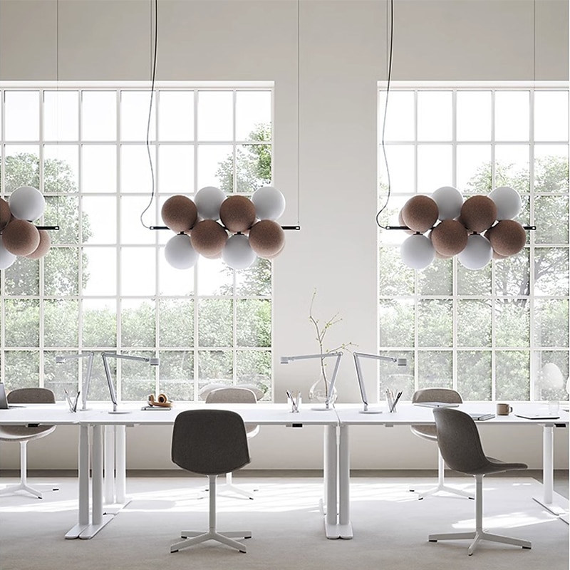 Artistic Style Velvet FabricPVC Simple Found Ball Molecular Pendant Lamp Bedroom Bedside Restaurant Pendant Lamp Creative Molecular Round Ball Pendant Lamp 2025 - $399.99 –P10