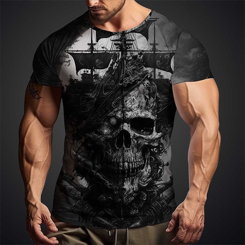 Men's Graphic Skulls T shirt Short Sleeve T shirt 3D Print Crew Neck Shirt Daily Designer Retro Vintage Sports Outdoor Holiday Going out Blue Sky Blue Red Spring & Summer Clothing Apparel S M L XL 2025 - $17.99 –P5