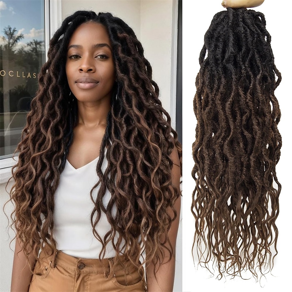 Faux Locs Crochet Hair For Black Women Soft Locs 24 Inch Goddess Crochet Hair Curly Ends Dreadlocks Boho Style Synthetic Braiding Hair Extensions 2025 - $58.99 –P10