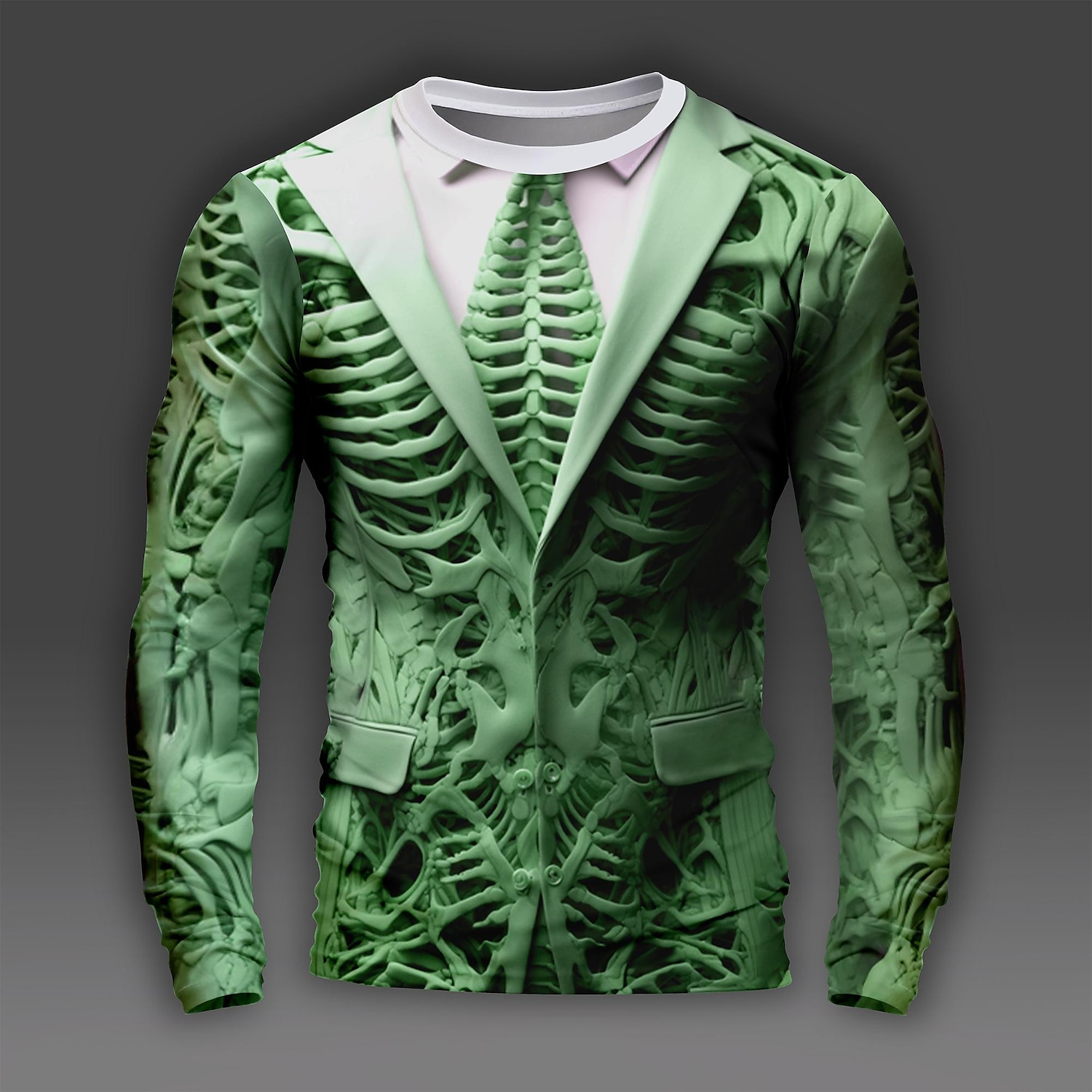 Voor heren Grafisch Doodskoppen Bot Skelet Lange mouw T-shirt 3D-afdrukken Strakke ronde hals Overhemd Dagelijks Ontwerper Artistiek Feest Casual Feestdagen Donker Bruin Licht Bruin Groen Lente 2025 - €17.8 –P9