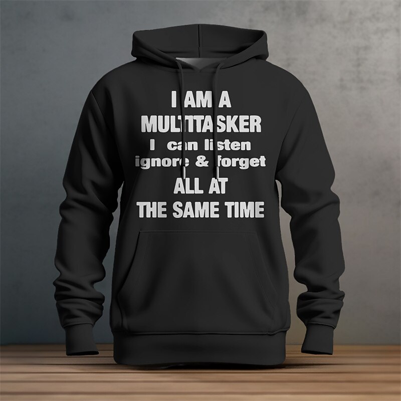 Мужская смешная худи для многозадачности - Я могу слушать игнорировать и забывать одновременно - Юмористическая графика 2026 - $32.99 –P5
