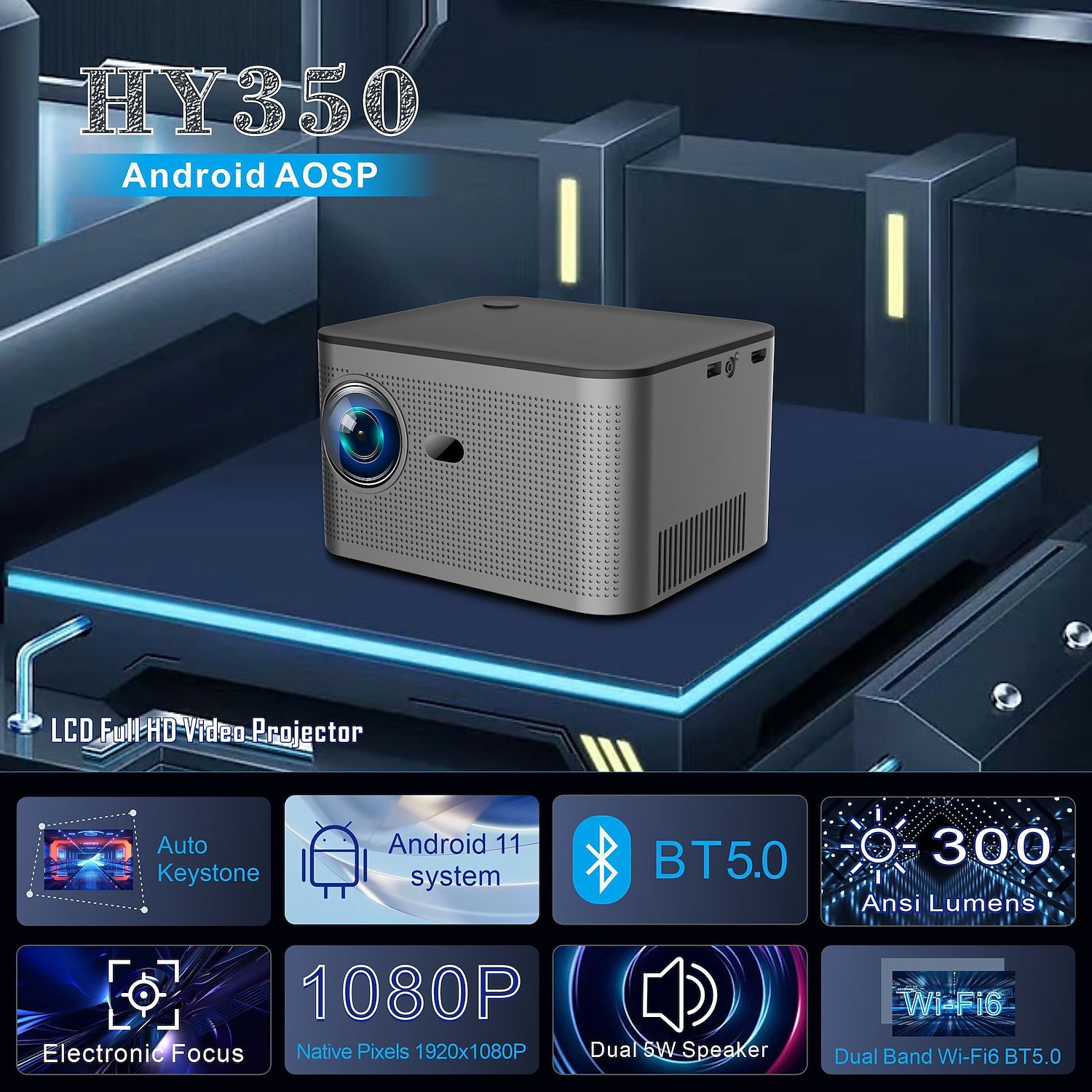Salange HY350 Projector Full HD 1080P Android 11.0 LED Home Theater Compatible with Smartphones HDMI USB Wifi-Mirroring Beamer 2025 - $184.99 –P1