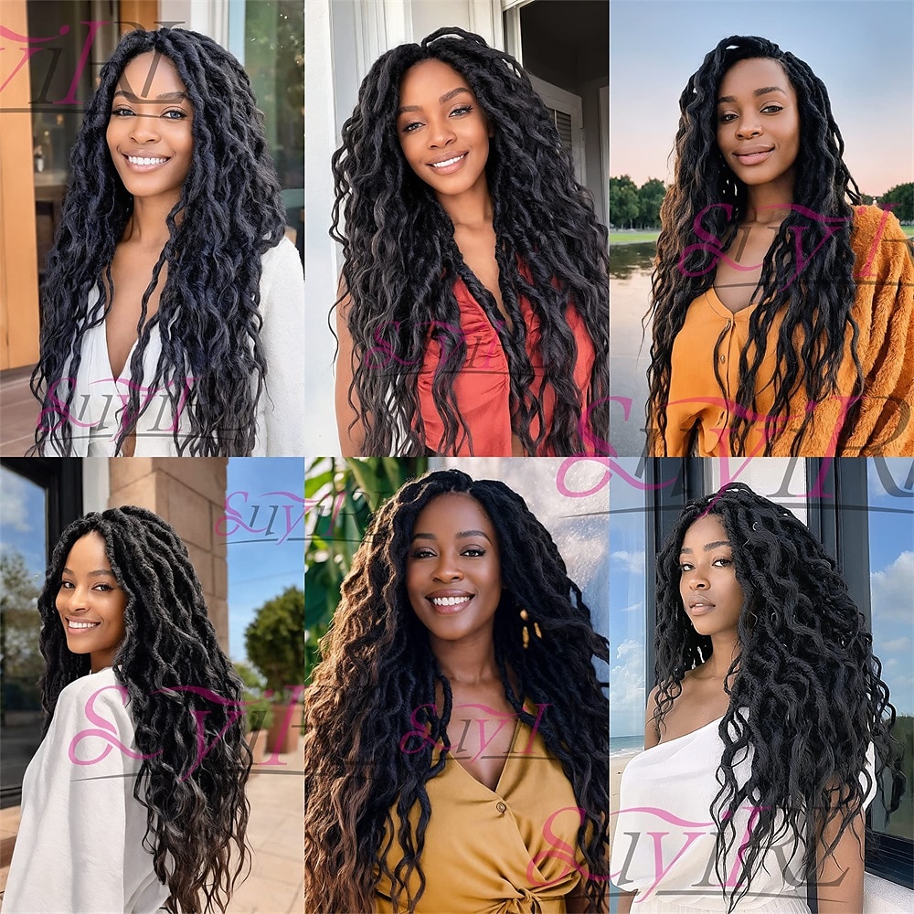 Faux Locs Crochet Hair For Black Women Soft Locs 24 Inch Goddess Crochet Hair Curly Ends Dreadlocks Boho Style Synthetic Braiding Hair Extensions 2025 - $58.99 –P5