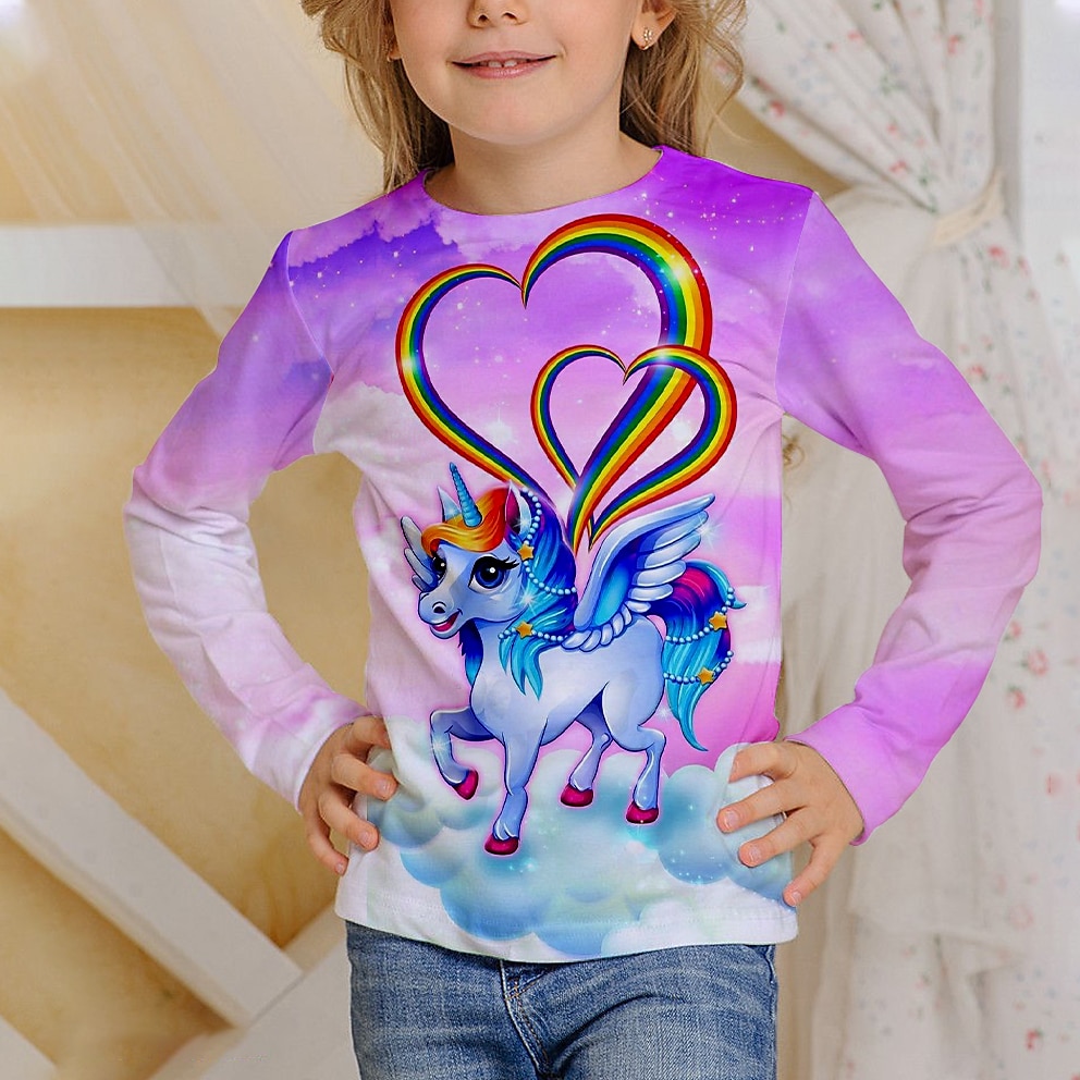Mädchen 3D Schmetterling T-Shirt Langarm 3D-Druck Herbst Aktiv kinderkleidung 4-12 Jahre Regular Fit 2025 - $13.99 -P4