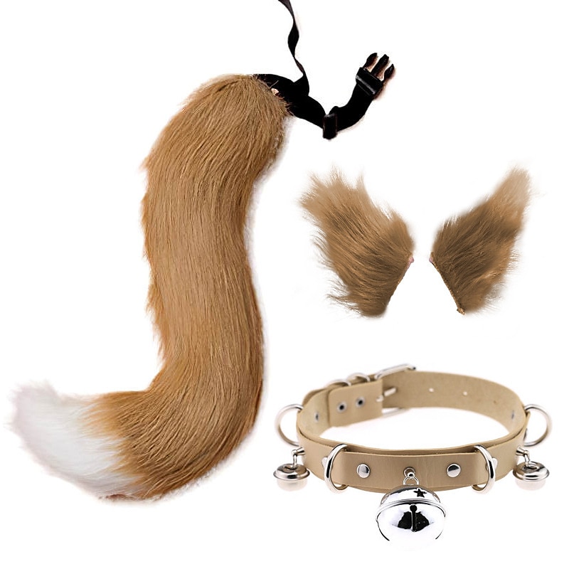 Simulated Plush Beast Ears Halloween Set Beast Tail Jewelry Cos Fox Ear Hair Clip Mantra Exhibition Prop Accessories 2025 - $29.99 –P13