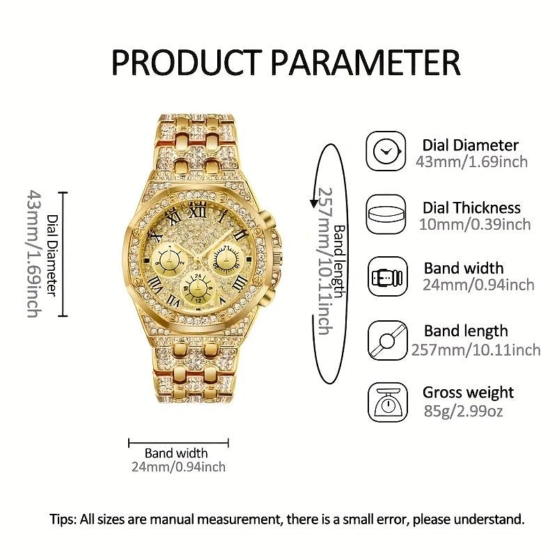 2 unidades / conjunto, relógio de quartzo de negócios esportivos masculinos da moda & pulseira de aço inoxidável, conjunto de presente masculino de 2025 por $11.99 –P8