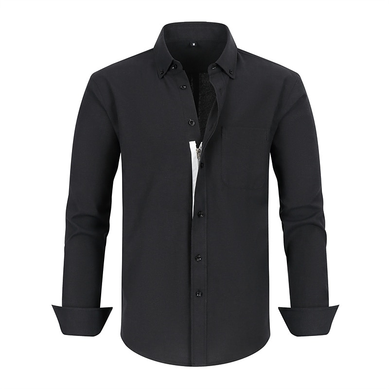 Homme Chemise Chemise habillée Uni Bureau & Carrière Fête de mariage Noir Blanche Rose dragée bleu marine manche longue Revers Printemps & Automne Vêtement Tenue de 2025 ? €34.99 –P6
