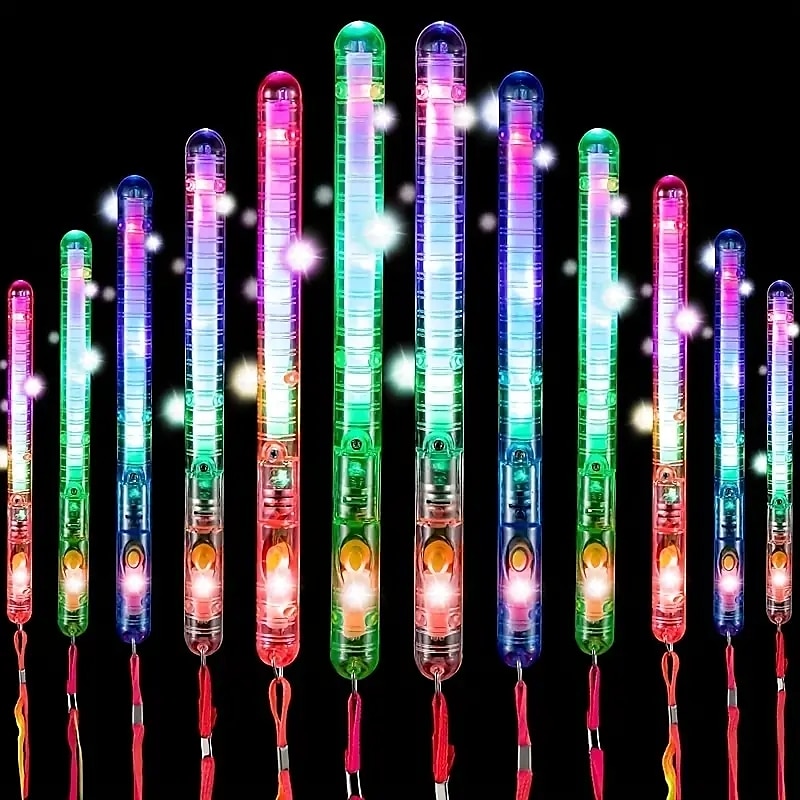 3/5/10db led világító rudak led party botok villanó fényű többszínű pálcikák világító rudak zsinórral születésnapi bulikra alkalmas apró ajándékok halloween és karácsonyi bulikra 2025 - $11.99 –P1