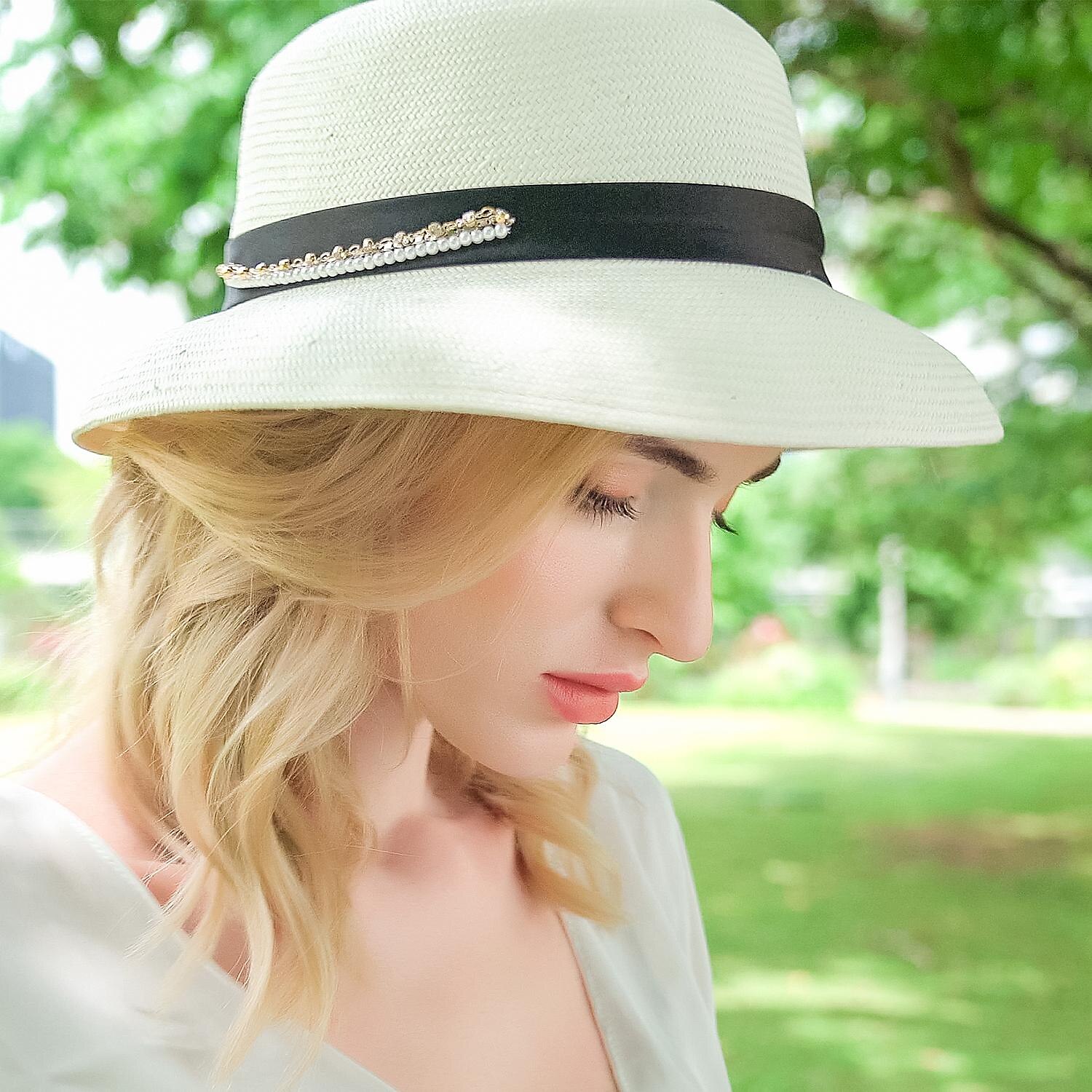 Hüte Eimerhut aus Polyesterfaser Strohhut Sonnenhut Hochzeit lässig elegant Hochzeit mit Bändern Perlen Kopfbedeckung Kopfbedeckung 2025 - $32.99 –P5