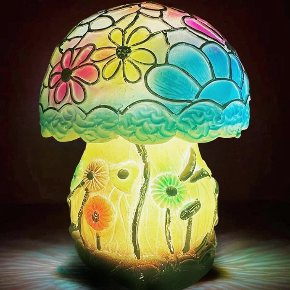 soppbordlampe, simulert nattlampe i glassmalerier, dekorativ nattbordslampe i bohemharpiks, for soverom, stue hjemmekontor, dekorgave 2025 - $25.99 –P3