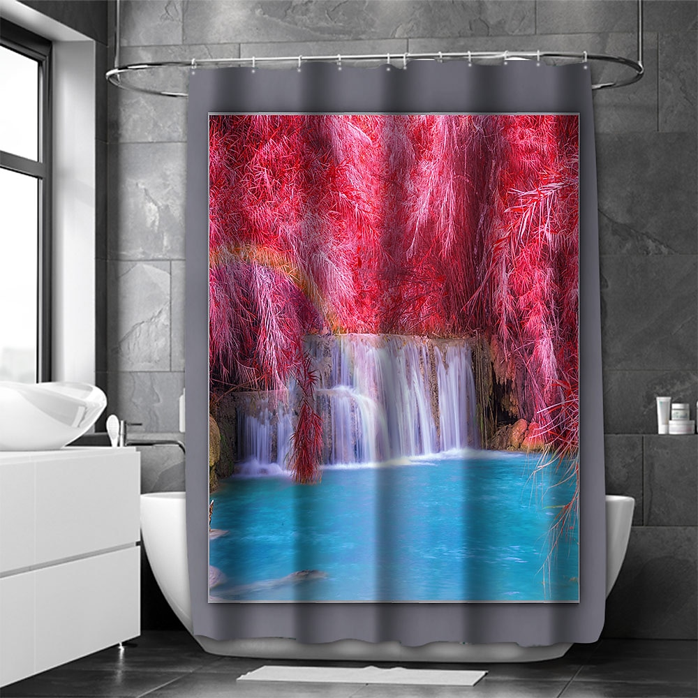 Dusjforheng med kroker 180 cm*180 cm (70"*70") polyester vaskbar vanntett mønster baderom badekar dekor rustikk bondegård tre vintage låve 2026 - $28.99 –P5