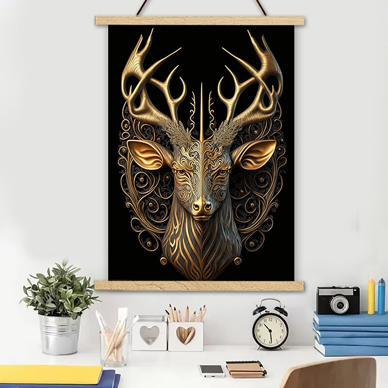 Black Glod Animal Posters With Hanger Wall Art Canvas Prints Painting Home Decoration Dcor Rolled Canvas No Frame 2025 - $25.99 –P1