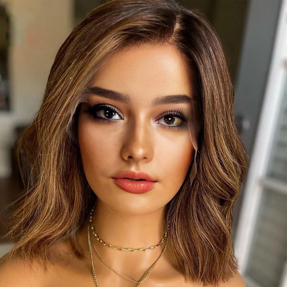 Remy Human Hair 13x4 Lace Front Wig Short Bob Brazilian Hair Wavy Multi-color Wig 130% 150% Density with Baby Hair Natural Hairline 100% Virgin For Women Short Human Hair Lace Wig 2025 - $278.89 –P4