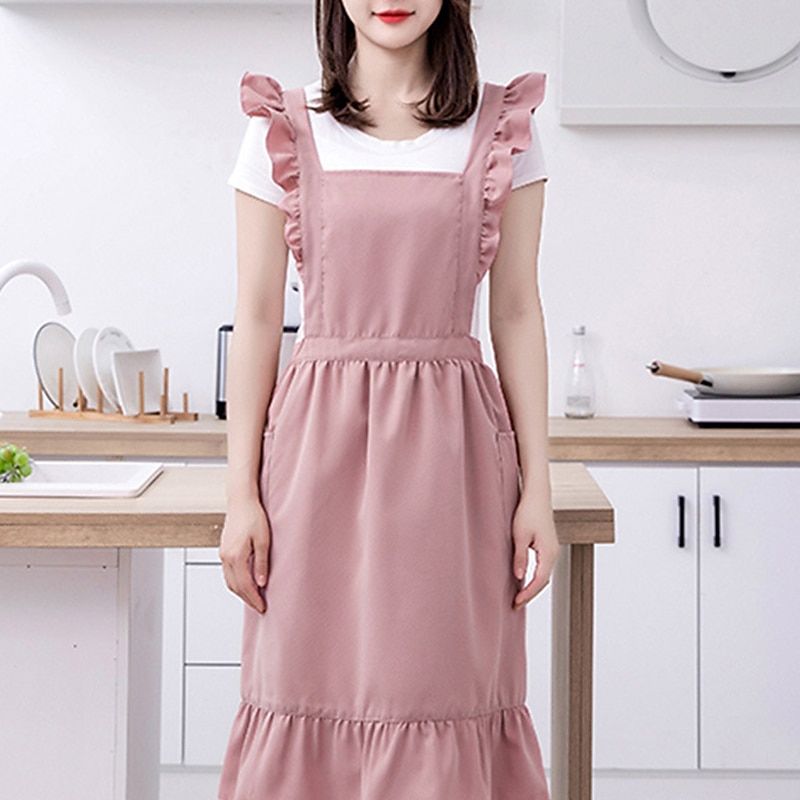 grembiule, cucina, cucina domestica, speciale tessuto impermeabile e resistente all'olio a doppio strato, grazioso grembiule da donna in stile principessa del 2025 a $10.99 –P12