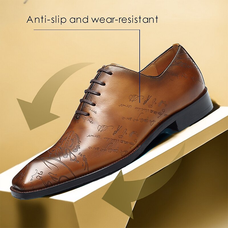 Men's Oxfords Retro Formal Shoes Brogue Dress Shoes Walking Vintage Business Classic Office & Career Party & Evening Leather Italian full-grain calfskin Massage Height Increasing Comfortable Lace-up 2023 - AED 432 –P13