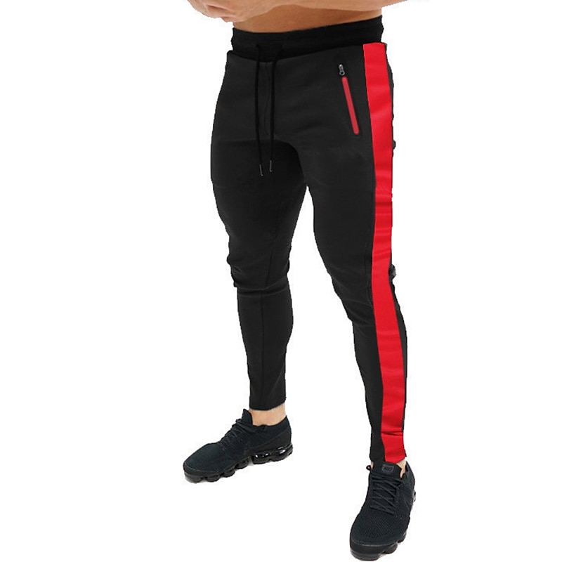 Men's Trousers Track Pants Jogging Pants Outdoor Athleisure Daily Sports Soft Comfortable Pocket Drawstring Elastic Waist Color Block Full Length Fashion Casual Activewear Wine Red Black Micro-elastic 2025 - €10.99 –P10