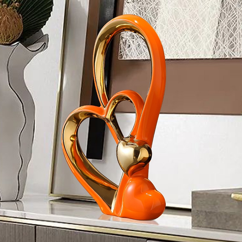 Porcelanowy wystrój z podwójnym sercem do salonu, przedpokoju, stolika kawowego i półek - idealny prezent na rocznicę i dzień ojca dla par i kochanków - nowoczesny i dekoracyjny wystrój domu 2026 - $47.99 –P3