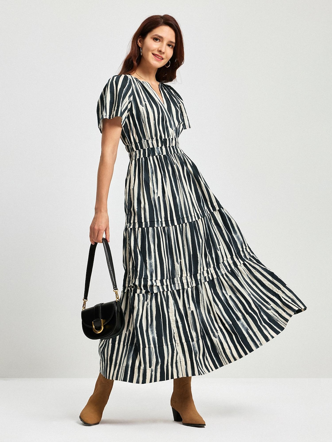 Cotton Chic Short Sleeve Striped Maxi Skirt 2025 - $68.99 –P5